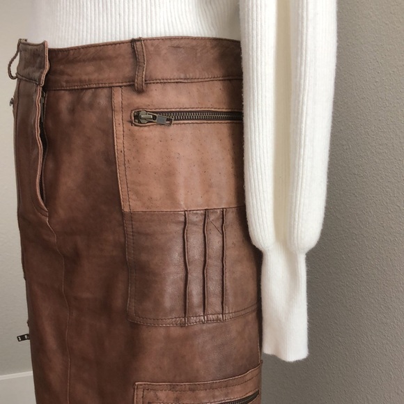 RARE Blur Leather Distressed Italian Skirt - Picture 3 of 12